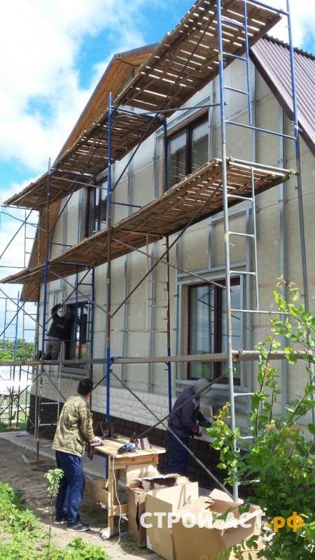 Зашить дом сайдингом  фасадными панелями под камень в Кашире Ступино 