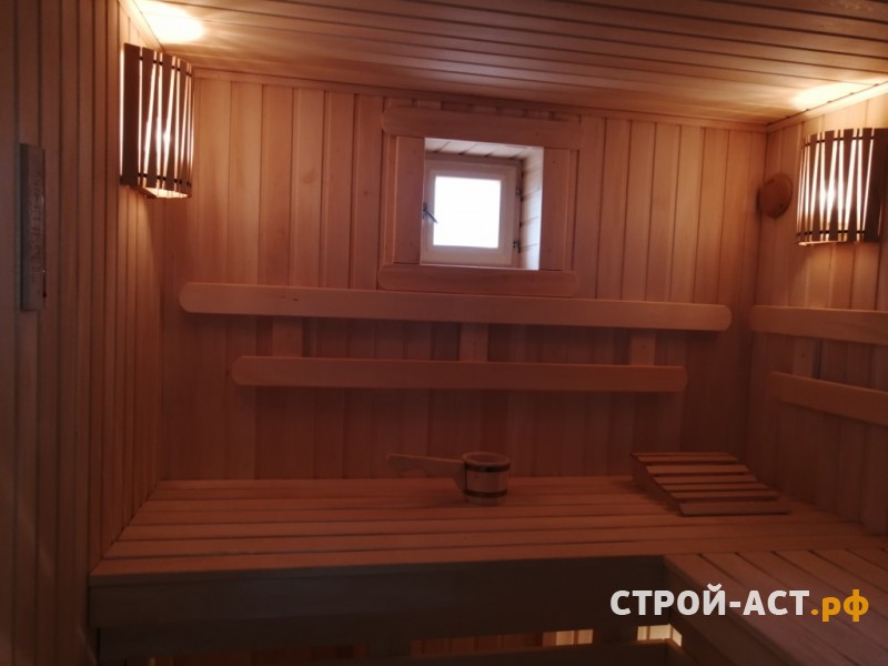 Выполнить работы по внутренней отделки бани (сауны) с помывочной и комнатой отдыха