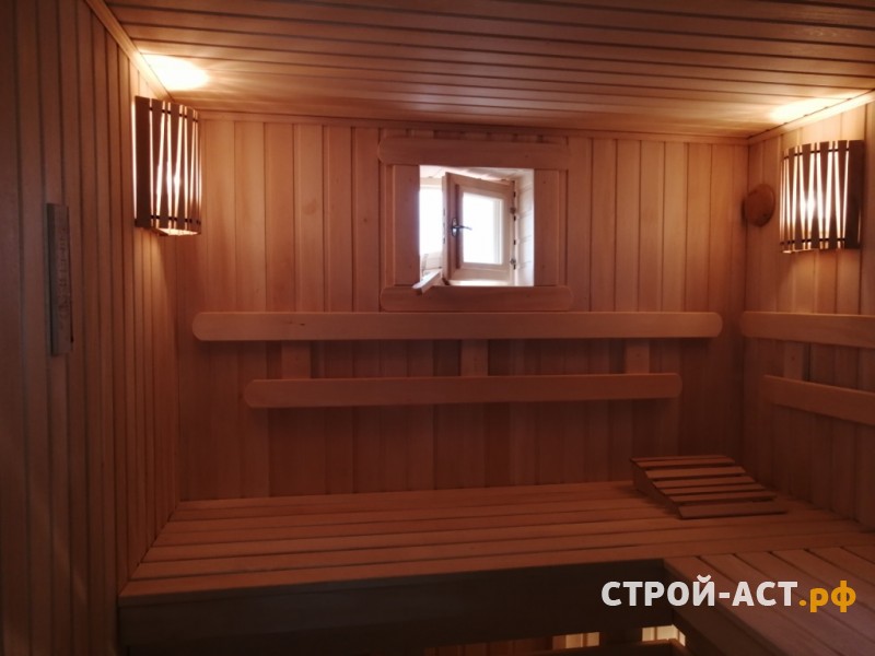 Выполнить работы по внутренней отделки бани (сауны) с помывочной и комнатой отдыха