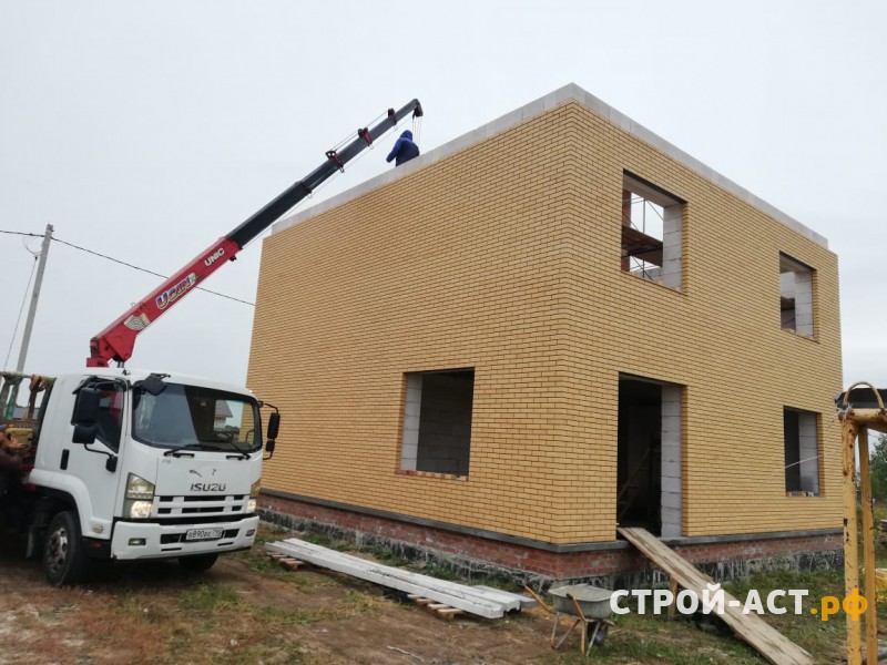 Построить дом двухэтажный дом из газосиликатных блоков с облицовкой из кирпича в Кашире